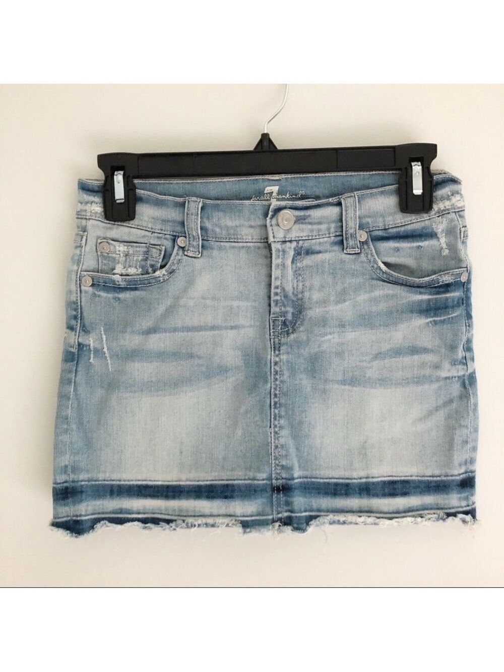 7 For All Mankind Distressed Jean Skirt/Denim Distressed Mini Skirt Girl Size 12